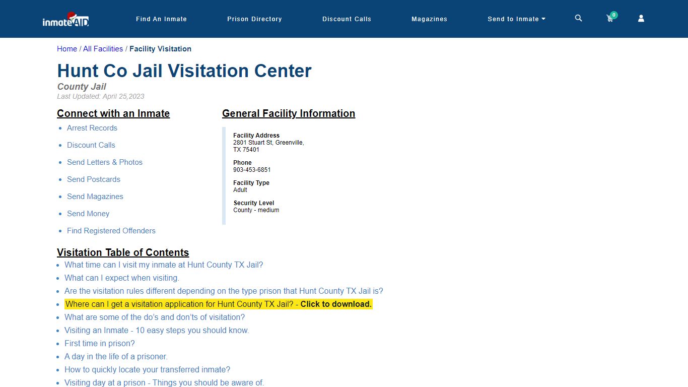 Hunt County TX Jail | Visitation, dress code & visiting hours - InmateAid
