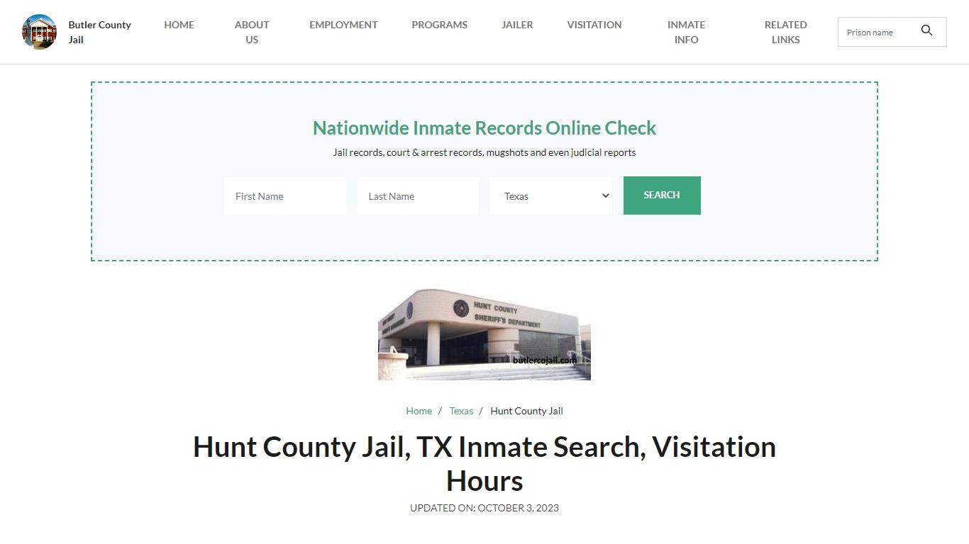 Hunt County Jail, TX Inmate Search, Visitation Hours